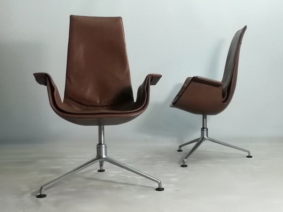 2x KILL FK67 designicoon 1967 Fabricius Kastholm leren stoel TULIP 3-potige KNOLL set van 2 (photo 2 of 20)
