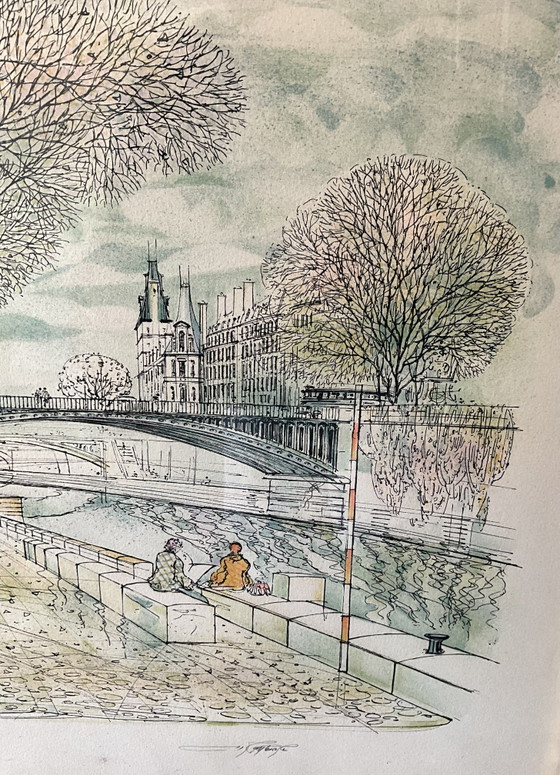 Image 1 of Rolf Rafflewski – Litografia parigina firmata, Pont au Double