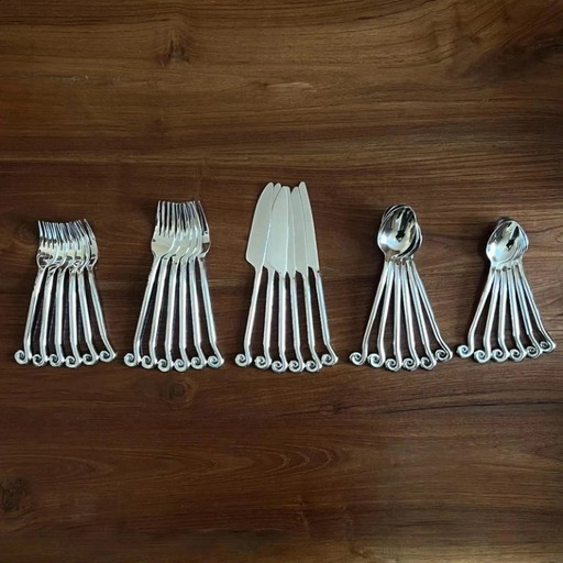 30-piece stainless steel cutlery set - spiral/whirlpool design - original tableware