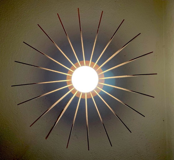 Image 1 of Portugese modulaire houten hanglamp in Scandinavische vintage stijl