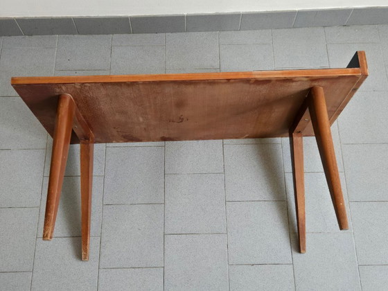 Image 1 of Vintage bijzettafel uit de jaren 50, zwart formica en mahoniehout, jaren 50, DLG Andre Monpoix