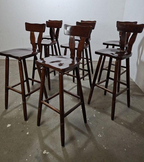 Image 1 of Set di 8 sgabelli da bar brutalisti vintage