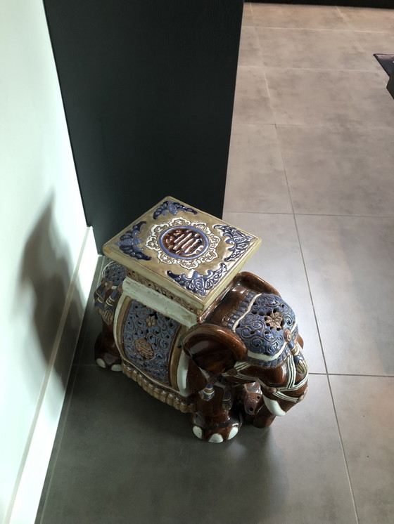 Image 1 of Ceramic elephant plant table/stool