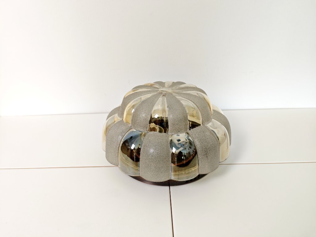 XXL Plafoniera in vetro trasparente d'epoca / Sconce di metà secolo moderno / Lampada da parete ad incasso / Vetro soffiato a ma