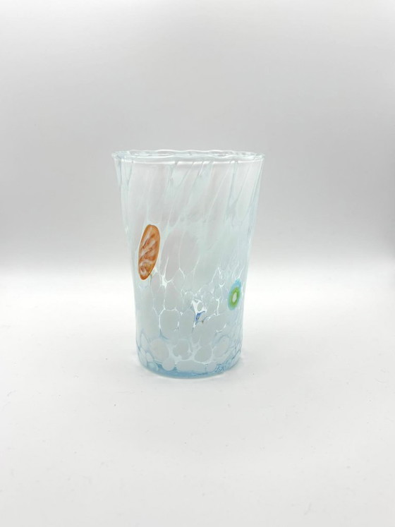 Image 1 of Set di 6 bicchieri in vetro soffiato veneziano con murrine Effetre Murano fuse nel vetro, diametro 9 cm, altezza 12,5 cm, hand m