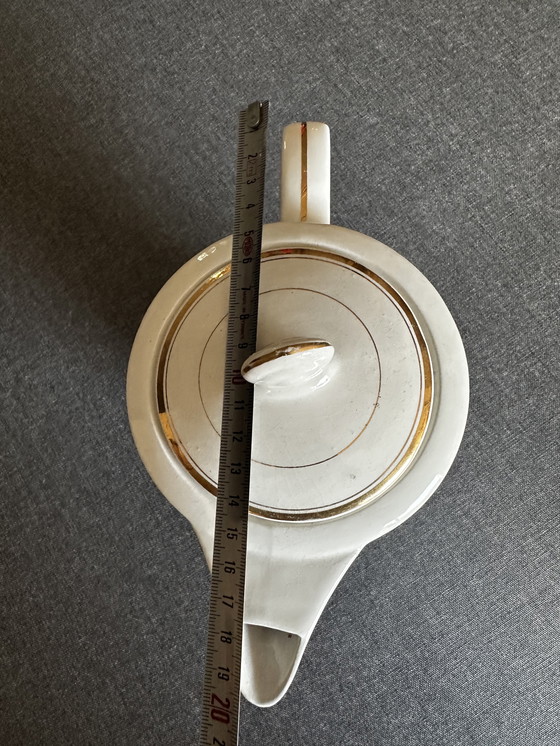 Image 1 of Moulin des Loups Orcerame France Art-Déco Ceramic coffee maker - Gold edging