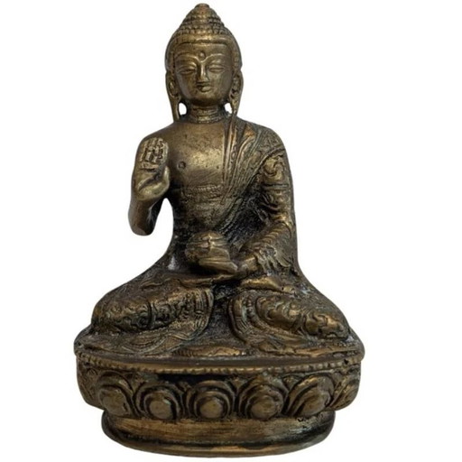 Kleine bronzen Boeddha in Abhaya mudra - Nepal
