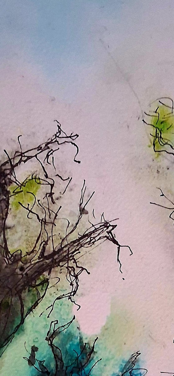 Image 1 of Old trees in the Spring,watercolor and ink on watercolor paper