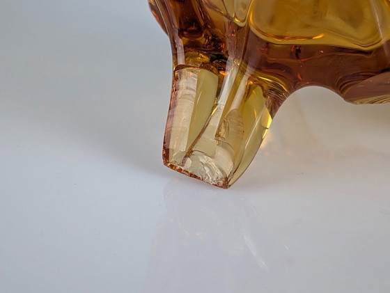 Image 1 of Bottiglia in vetro di uranio in stile Art Nouveau francese con foglie d'ambra applicate, circa 1900