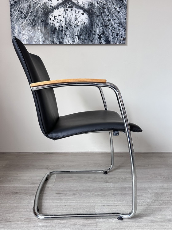 4x Leolux Freyr Design Chaises de salle à manger – Chrome, Wood, Modern (photo 5 of 12)