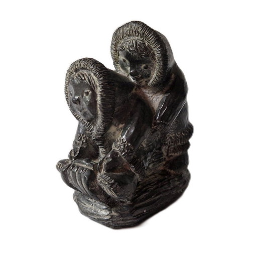 Al Wolf Canada - Esquimaux sur un traîneau - Stéatite - Signé