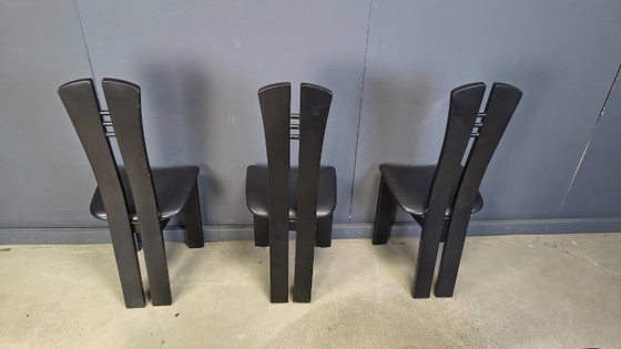 Image 1 of Chaises de salle à manger en bois de style post-moderne, années 1980 - lot de 6