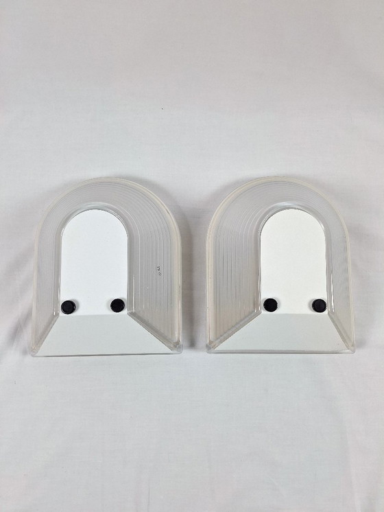 Image 1 of Pair of 80s glass wall lights by Roberto Fiorato for Prisma