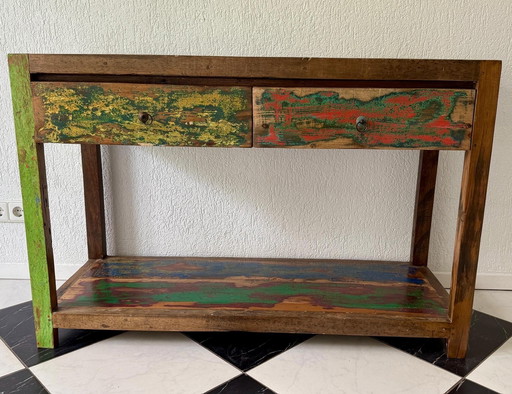 🌿 Unique sideboard made from recycled demolition wood – handmade in India