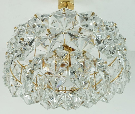 kinkeldey mid century chandelier pendant light crystal glass and gold plated metal
