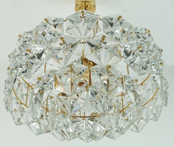 Image 1 of kinkeldey mid century kronleuchter pendelleuchte kristallglas und vergoldetes metall