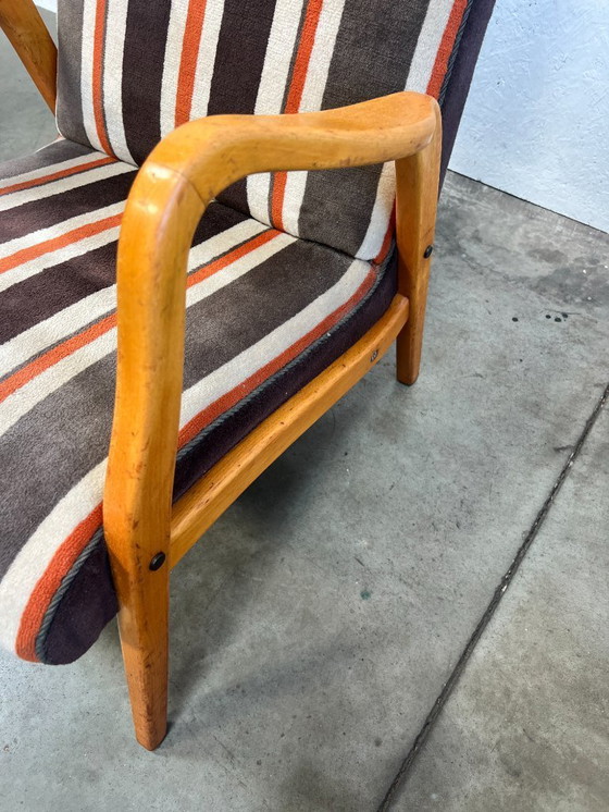 Image 1 of Vintage Fauteuil, Duitsland 1970's, Gestreepte Bekleding