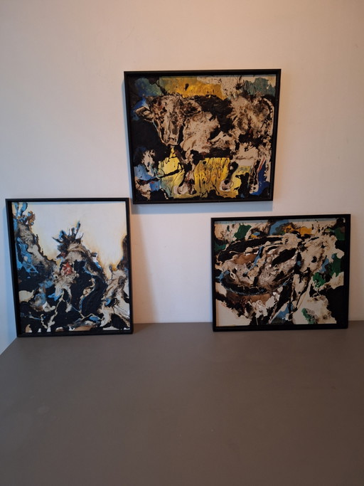 Collage Tiergemälde 3 Stück