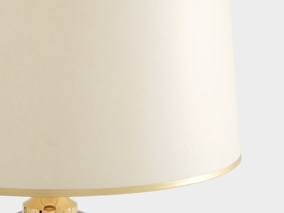 Image 1 of Philippe Barbier pair of large ceramic and brass table lamps 1970s