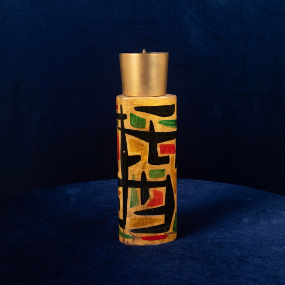 Thermos Aldo Tura Mod. 796D en parchemin à décor abstrait, 1940 – Objets déco, Leather, Abstract (photo 13 of 24)