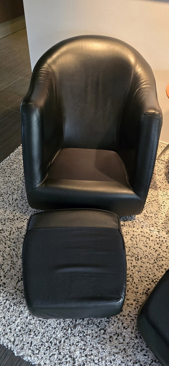 Image 1 of 2x Gerard Van Den Berg Sedeo Chaise en cuir noir Fauteuil design