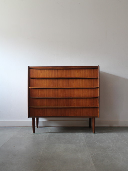 Vintage Deense ladekast in teak, breed!