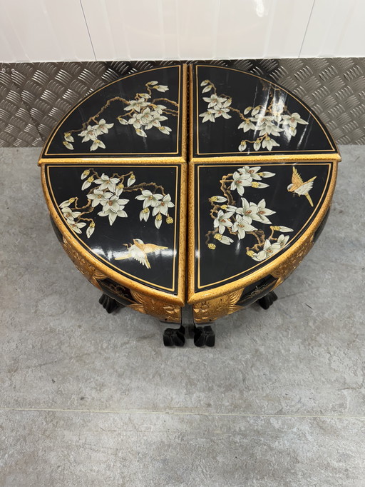 4 Vintage Painted Oriental Wood Tables Coffee Table