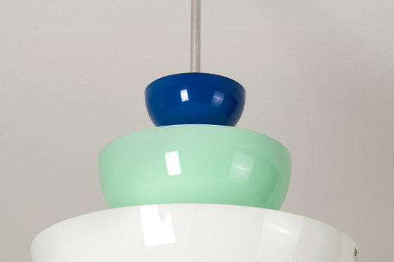 Image 1 of Lámpara de araña/colgante de cristal de Murano estilo Memphis de los años 80, rara - Tre