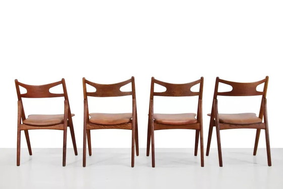 Satz von 4 Eichenholzstühlen, Modell Hans Wegner Sawbuck CH29, hergestellt von Carl Hansen and Son (photo 3 of 7)