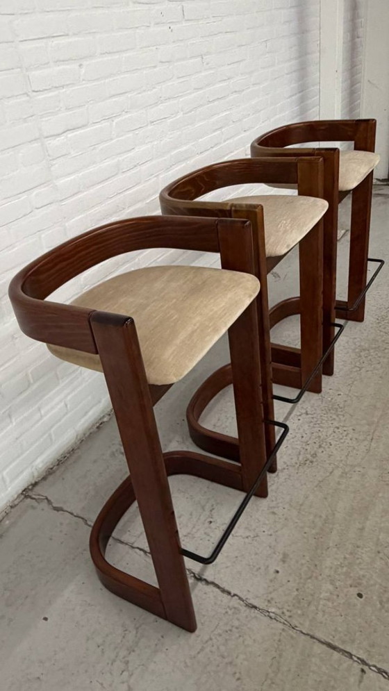 Image 1 of 3 sgabelli da bar vintage in stile Willy Rizzo