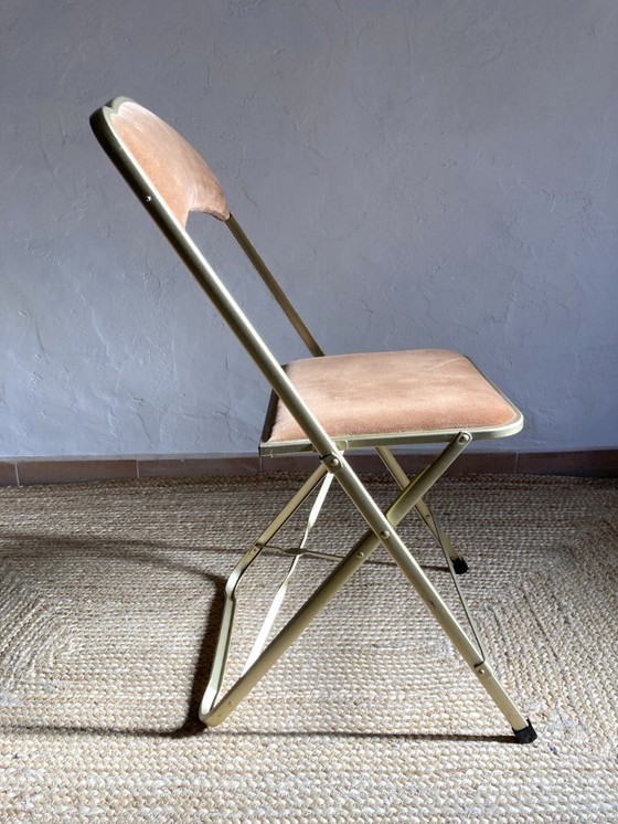 Image 1 of Silla de ópera plegable de metal dorado, década de 1960-1970