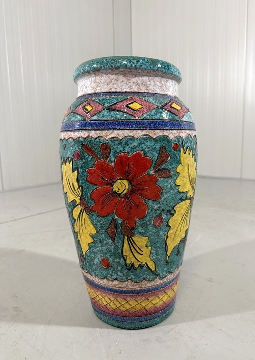 Italienische Bodenvase aus Steingut, große Blumenvase 1960er Jahre