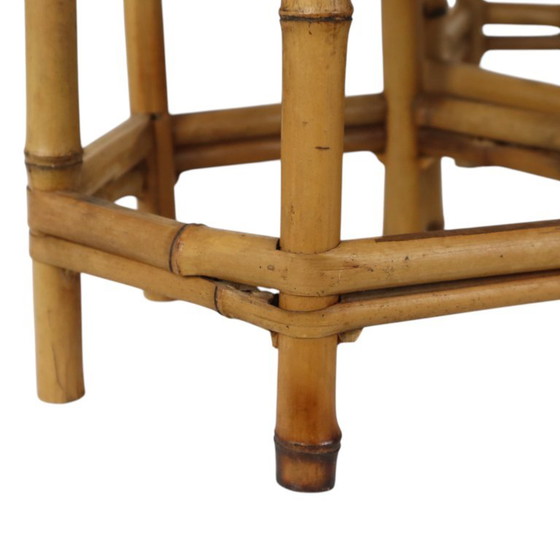 Ensemble vintage de 3 tables d'appoint gigognes en bambou et rotin, style bohème – Bamboo (photo 9 of 15)