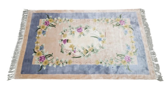 Image 1 of Handgeknoopt Oriental Zijde tapijt floral China NEW 93x152cm