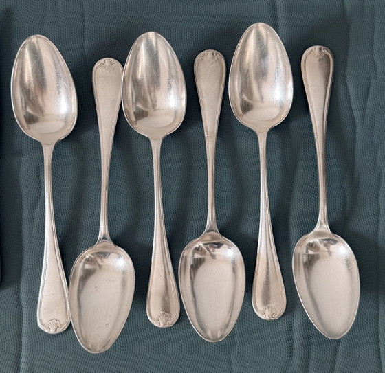 Image 1 of Antique Christofle Marot Bérain flatware set – Silver-plated metal – 35 pieces for 6 people