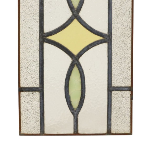 Art Deco Glasraam Glas in Lood Geometrisch 85x24cm – Decoratieve objecten, Vintage (photo 10 of 18)