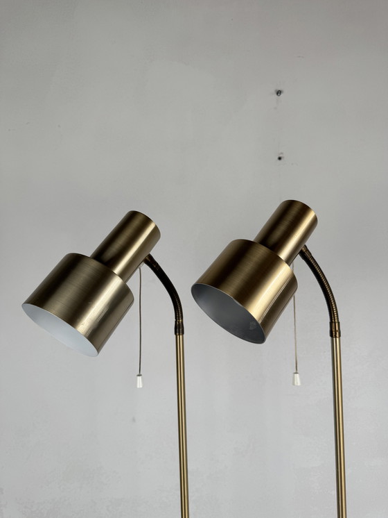 Image 1 of  Set Zweedse Messing Vloerlampen – Mid-Century Verstelbaar Ontwerp