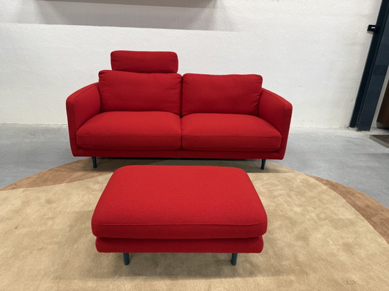 Image 1 of Pode Tweak Sofa 2x80 Incl. Footstool Hallingdal fabric Red