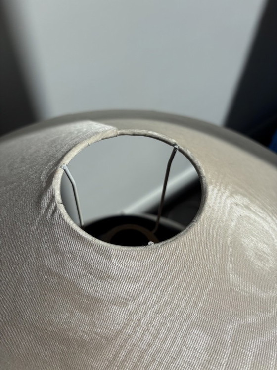 Postmodern Kostka France Table Lamp (Purple, 1980s) with Vintage Moiré Shade – Ceramic (photo 13 of 14)