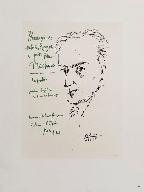 Image 1 of Pablo PICASSO AF 1955 - Affiche Hommage à Machado 1959