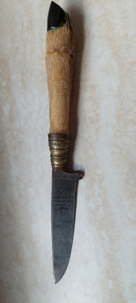 Image 1 of Coltello da caccia vintage Rehwappen Solingen con manico in zampa di cervo