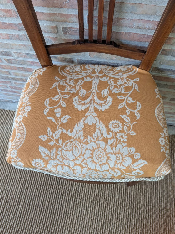 Antieke stoel, Kuipstoelen, Textiel, Hout, Beige (foto 6 van 14)