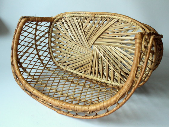 Image 1 of Sedia pavone vintage in rattan - panca a fiori - sgabello a fiori