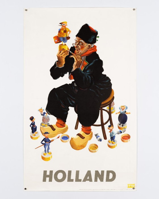 Image 1 of Holland – 1950s – Original Vintage Travel Poster by Arnold J. Molenaar – Mid-Century Modern – 100.0x62.0 cm