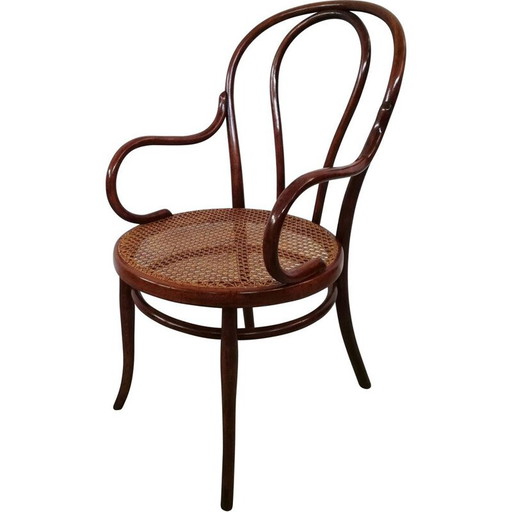 Poltrona Thonet vintage in faggio e paglia, anni '90