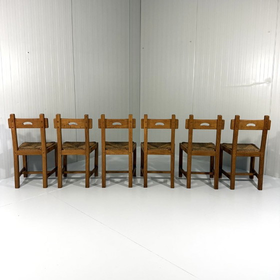 6 X Rustieke Blonde Eiken Eetkamerstoelen 1960's – Wicker (photo 2 of 22)