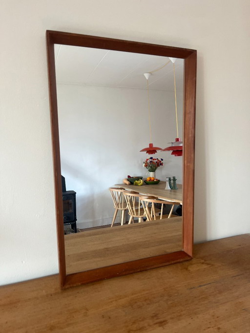 Vintage Danish teak mirror with mitered edges