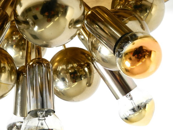 Image 1 of Original 1970s large Cosack Sputnik Space Age ceiling lamp in brass color