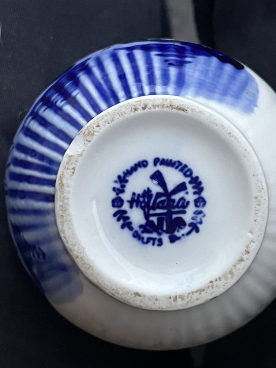 Image 1 of Delft Blue * “Hand Painted Delft” Small Vase 13cm High 9cm Wide +-8cm Diameter