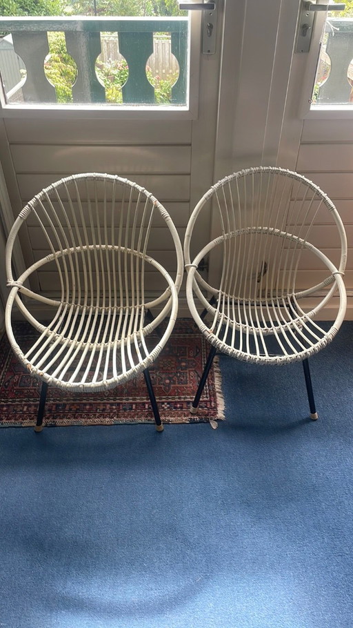 Rohe Rattan Beistellstühle 2x